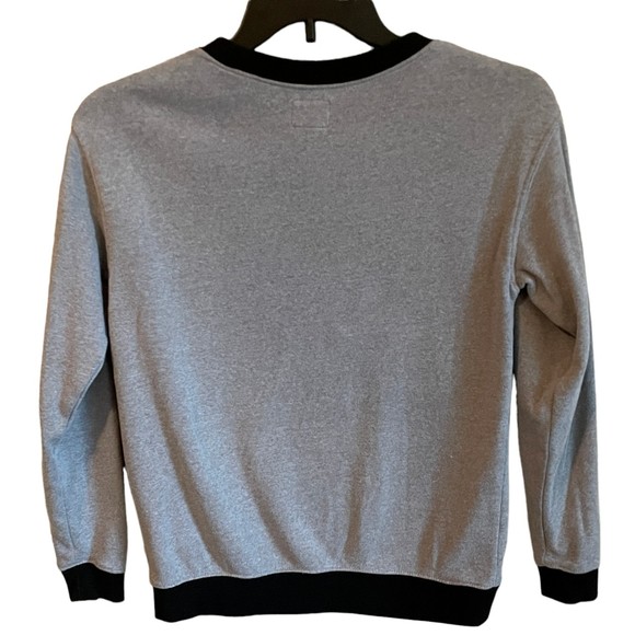 Disney Vans Spellout Minnie Womens Long Sleeve Sweatshirt SZ XS Gray Black Pink - Picture 2 of 10